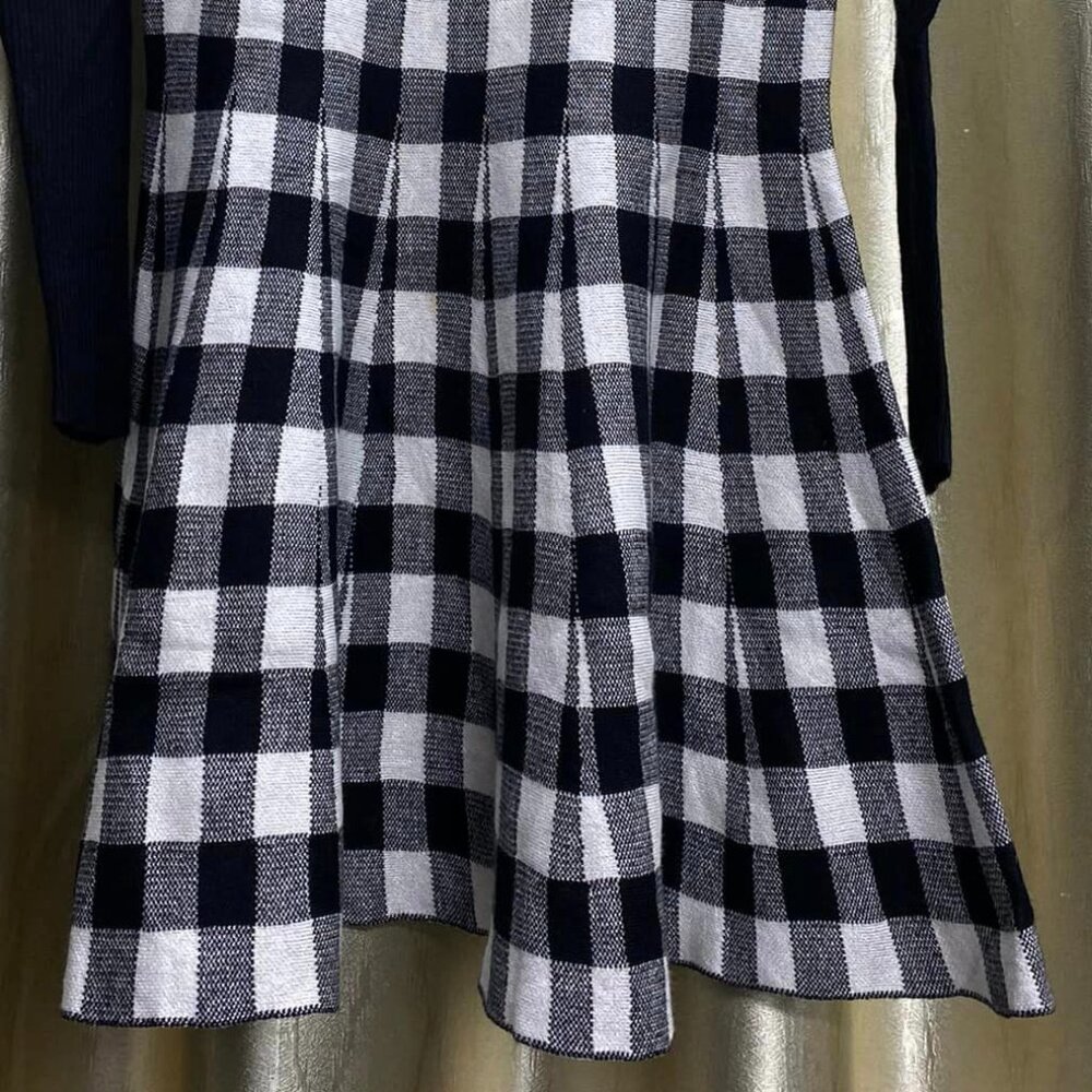 Black & White Checkered Long-Sleeve Dress - Picture 3 of 3